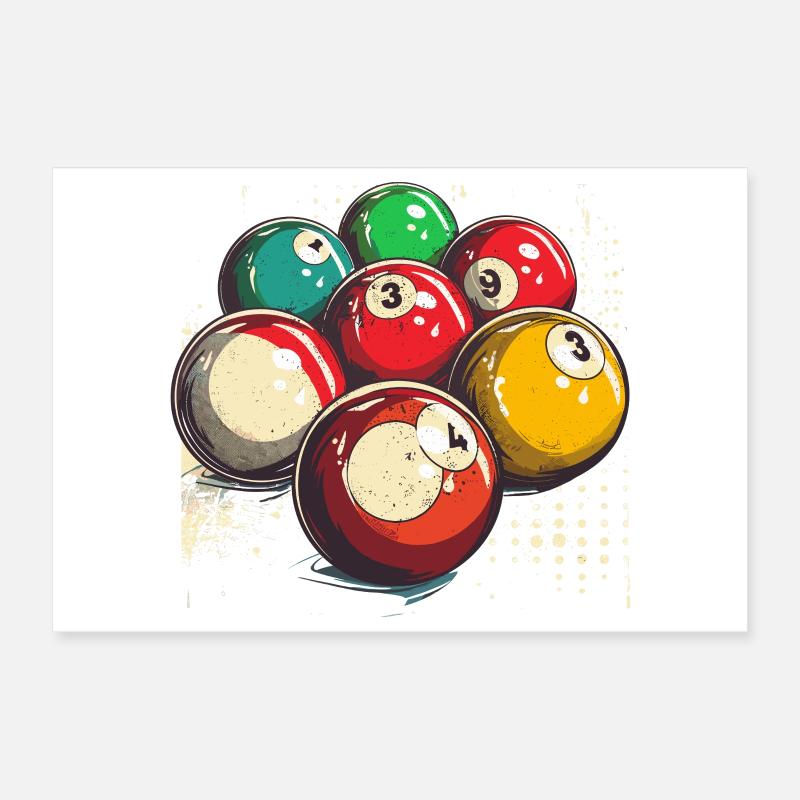 Grafik Billardkugeln Poster 30x20 cm