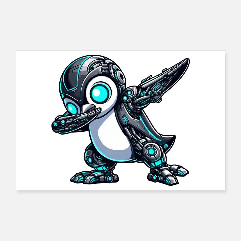 Cool dessin animé pingouin robot astronaute Mech dab Poster 30 x 20 cm