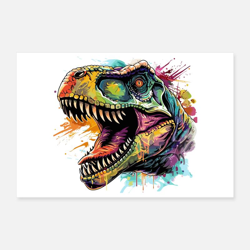 Conception d’art au néon Dino Poster 30 x 20 cm