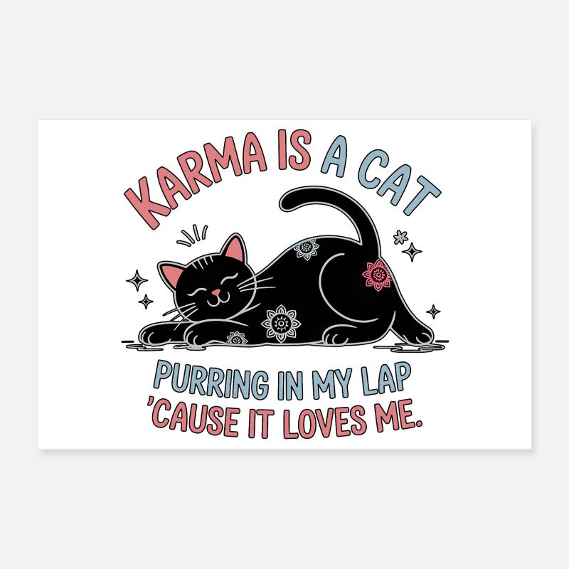 Karma ist eine Katze – Peaceful Cat Design Poster 30x20 cm