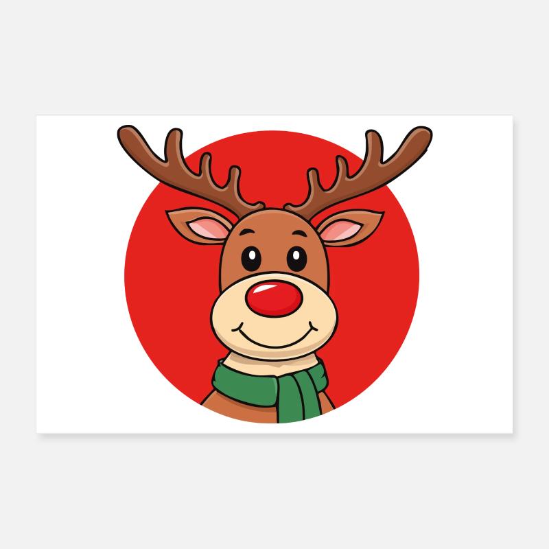 Reindeer Christmas Poster 12" x 8" (30x20 cm)