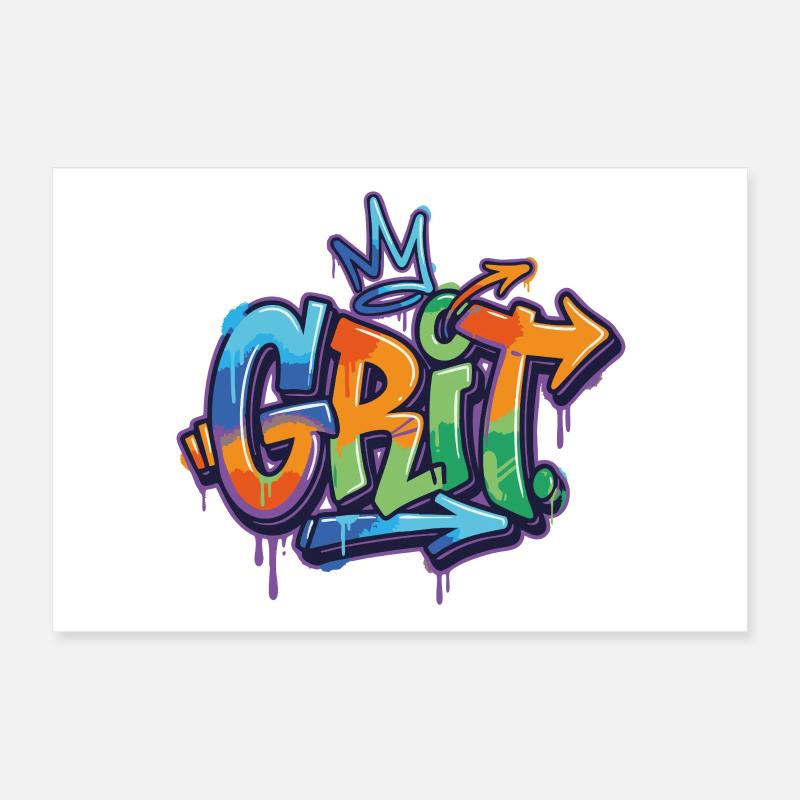 Grit Graffiti Motivation Poster 12" x 8" (30x20 cm)