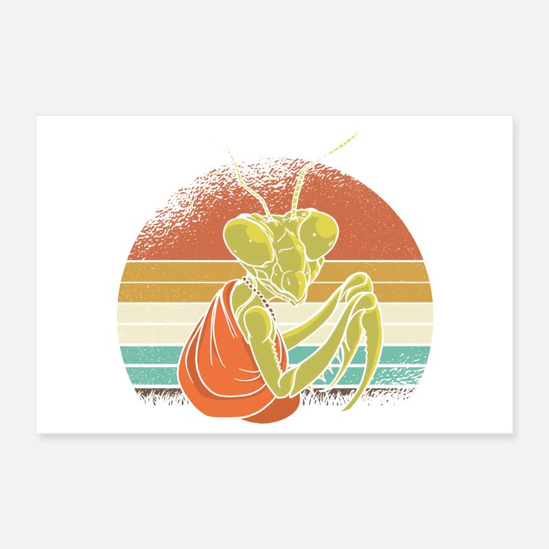 Mantis dans un coucher de soleil rétro Poster 30 x 20 cm