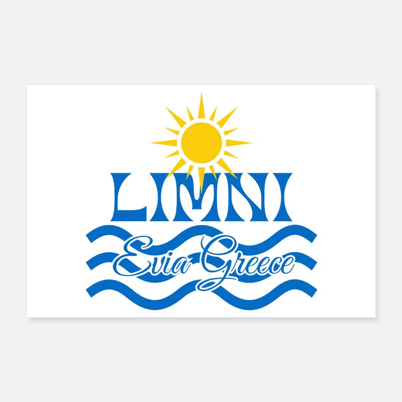Limni Evia Sun Waves Poster 12" x 8" (30x20 cm)