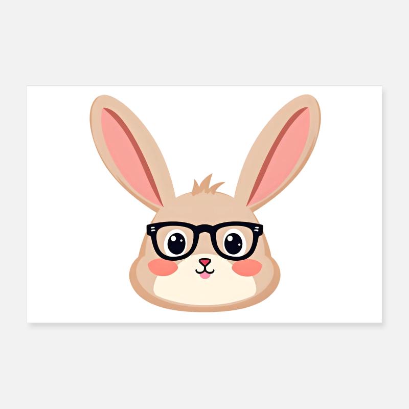 Rabbit with glasses Poster 12" x 8" (30x20 cm)