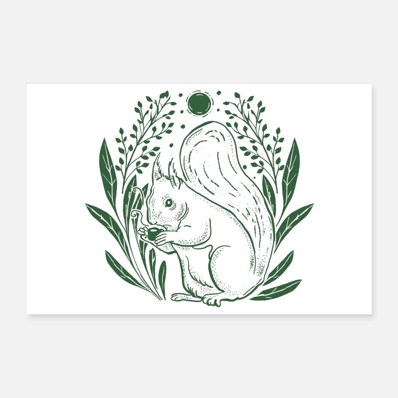 Écureuil dans une couronne de feuilles Poster 30 x 20 cm