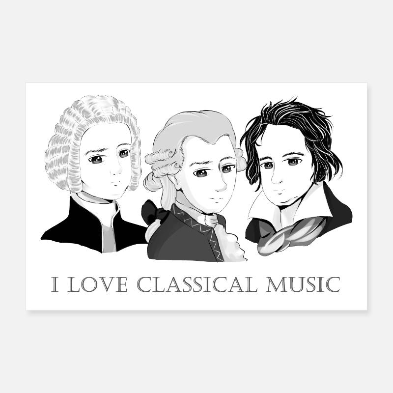 Bach - Mozart - Beethoven im Chibi-Style Poster 30x20 cm