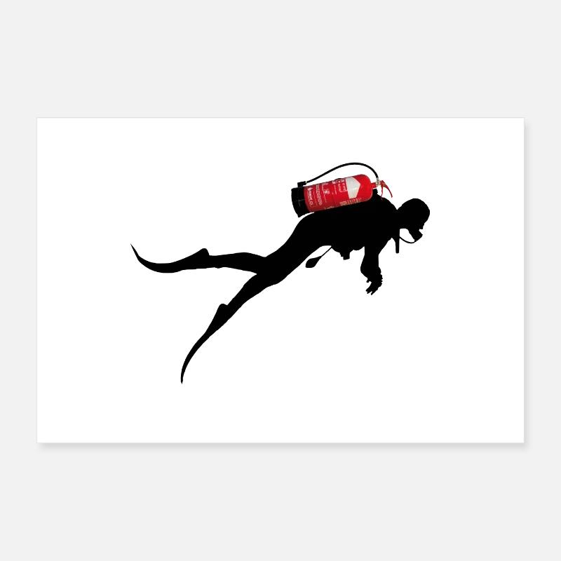 taucher - Poster 30x20 cm - Weiß