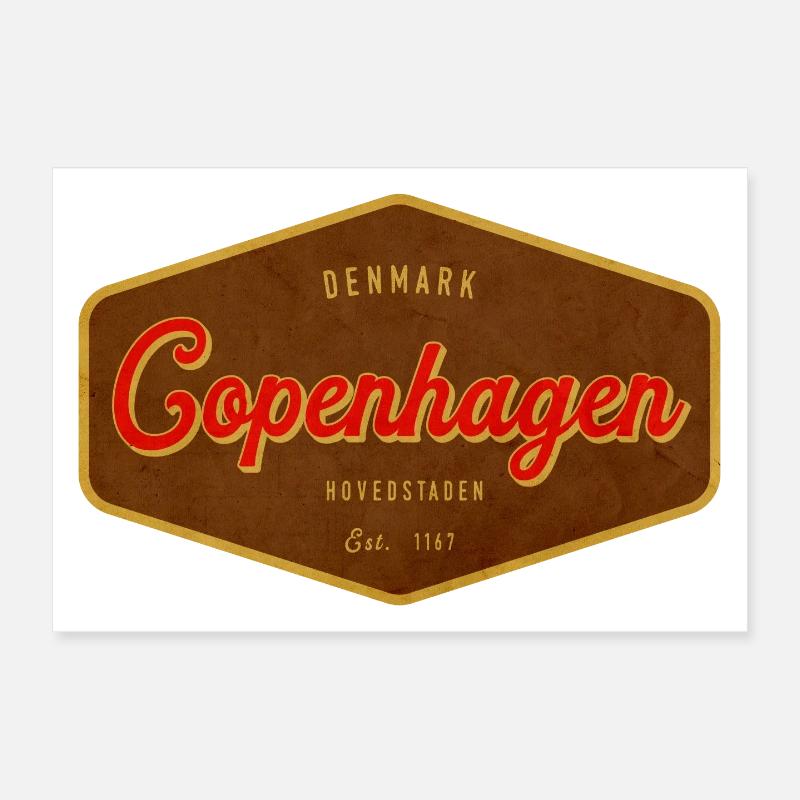 Copenhagen Vintage Sign Retro Graphic Poster 12" x 8" (30x20 cm)