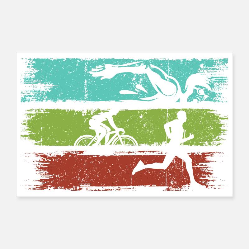 Triathlon Stripes Athletic Motion Poster 12" x 8" (30x20 cm)