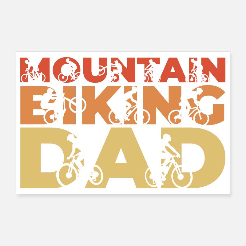 Funny mountain biker father Poster 12" x 8" (30x20 cm)