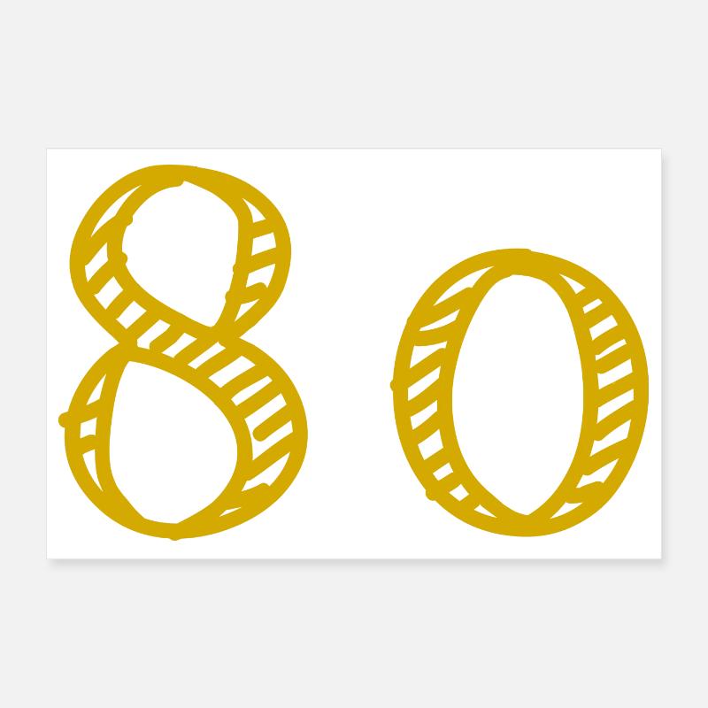 80. 80 YEARS. 80th ANNIVERSARY. 80TH BIRTHDAY. Poster 12" x 8" (30x20 cm)