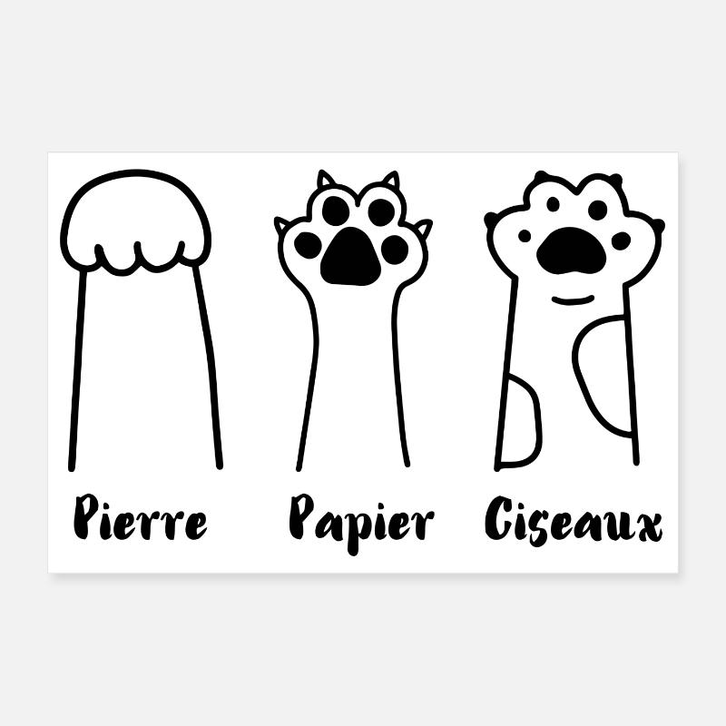 Jeu de Patte: Pierre, Papier, Ciseaux Poster 30 x 20 cm