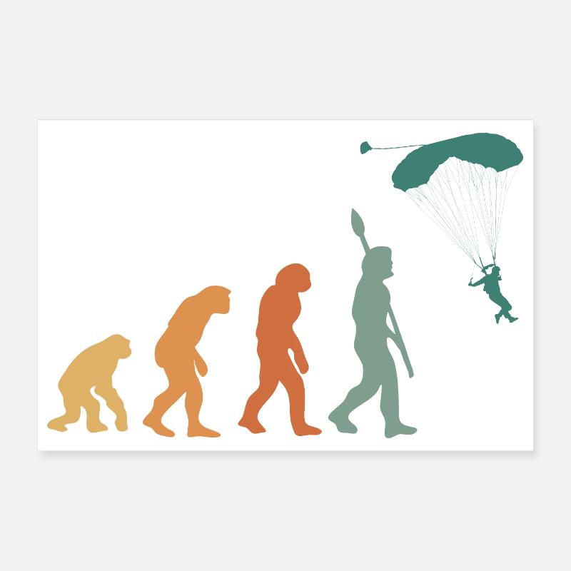 Evolution Retro Paragliding Poster 12" x 8" (30x20 cm)