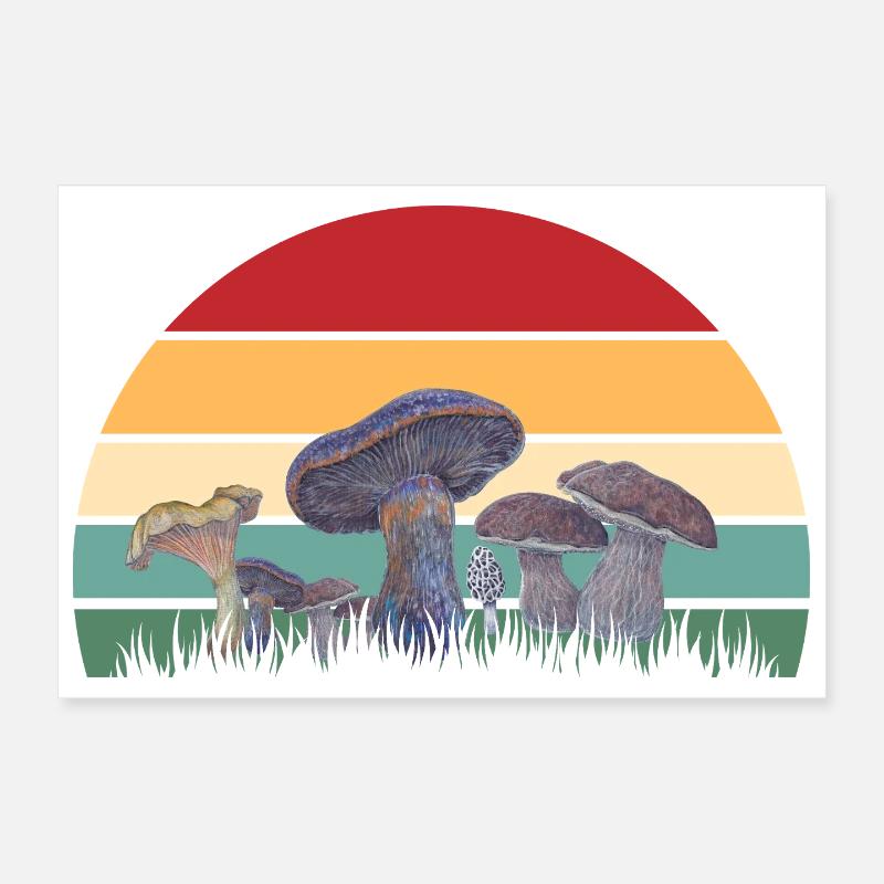 Mycological Sunset Pattern - Poster 12" x 8" (30x20 cm) - white