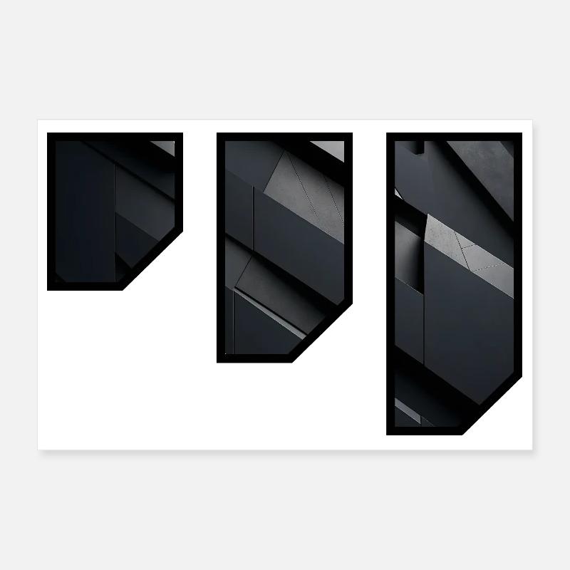 Geometric Dark Facade Pattern - Poster 12" x 8" (30x20 cm) - white