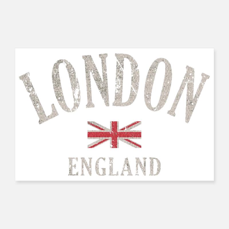 Londres Vintage Union Jack - Poster 30 x 20 cm - blanc