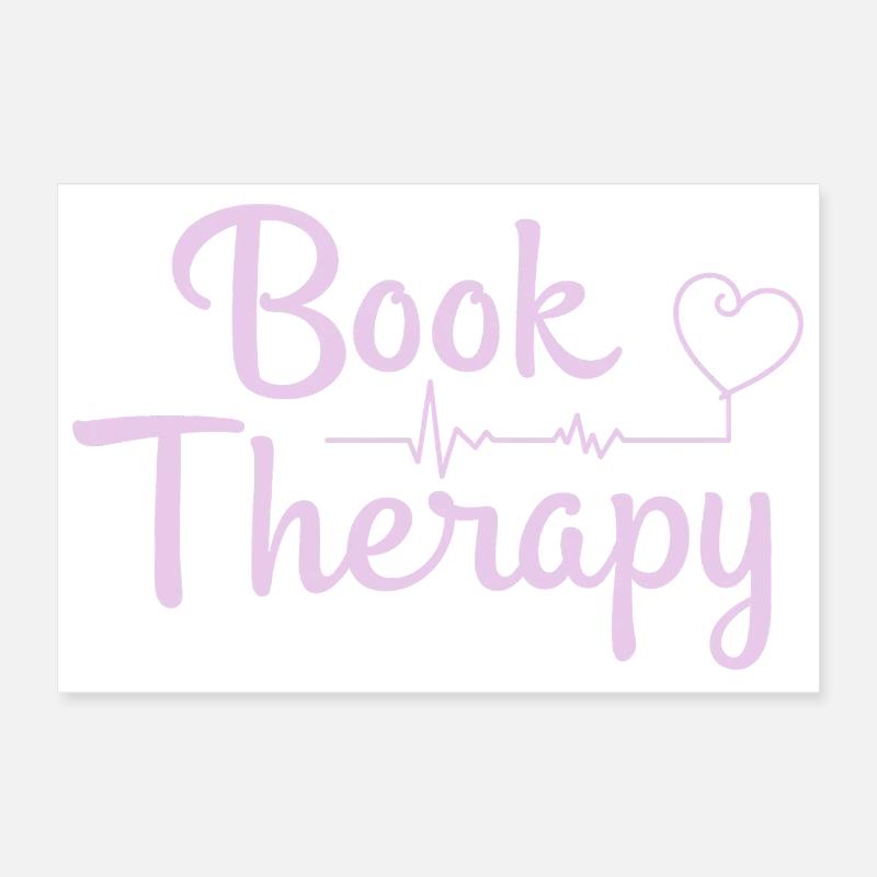 Book Therapy Bücher Lesen Spruch Poster 30x20 cm