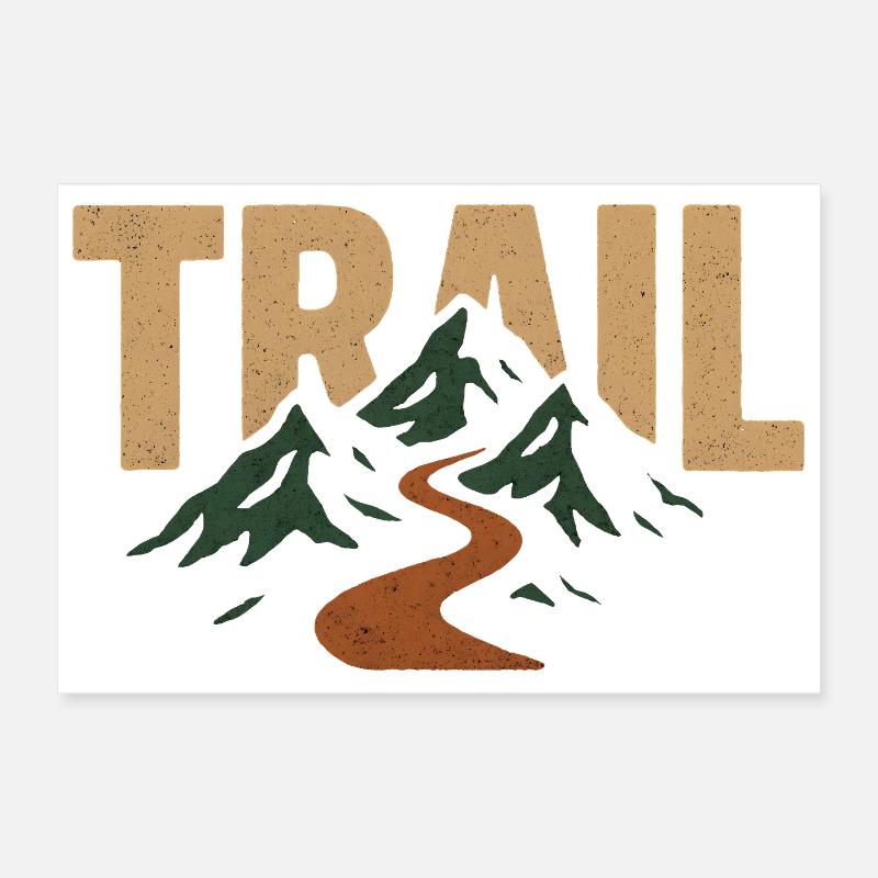 Mountain Trail Route and Summits Poster 12" x 8" (30x20 cm)