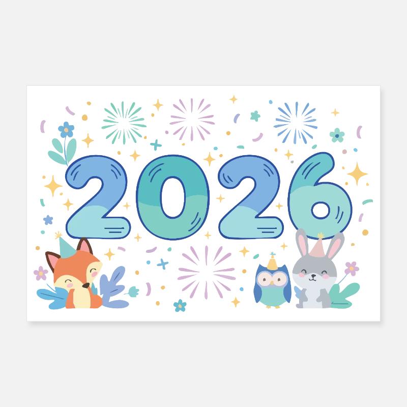 Conception de la célébration du réveillon du Nouvel An 2026 Poster 30 x 20 cm