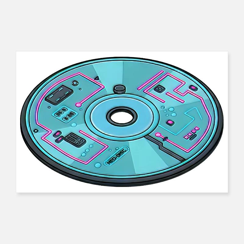 Digitale Zukunft Computer 90er Retro Design Poster 30x20 cm