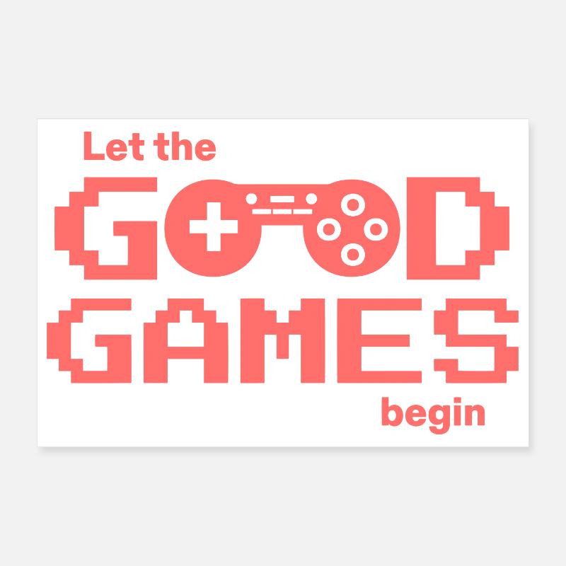 Retro Pixel Logo Gaming « Que les bons jeux commencent » Poster 30 x 20 cm