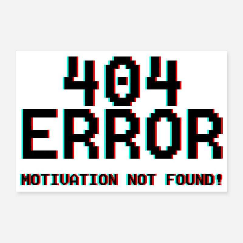 Not Found Glitch Neon 404 Poster 30x20 cm