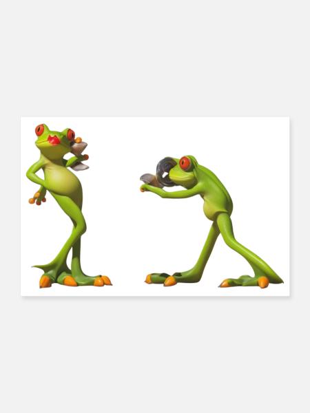 Froschduo Verspielter Charme - Poster 30x20 cm - Weiß - Vorne