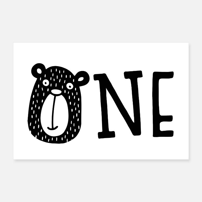 Finally One - Birthday - Gift - Bear - Birth Poster 12" x 8" (30x20 cm)