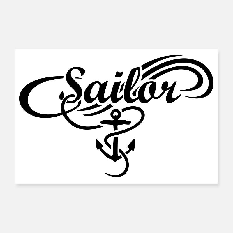 Sailor Waves Anchor Sail Sailing Poster 12" x 8" (30x20 cm)