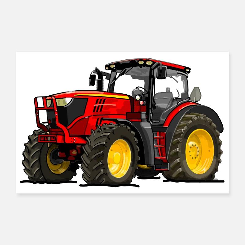 Tractor red Poster 12" x 8" (30x20 cm)