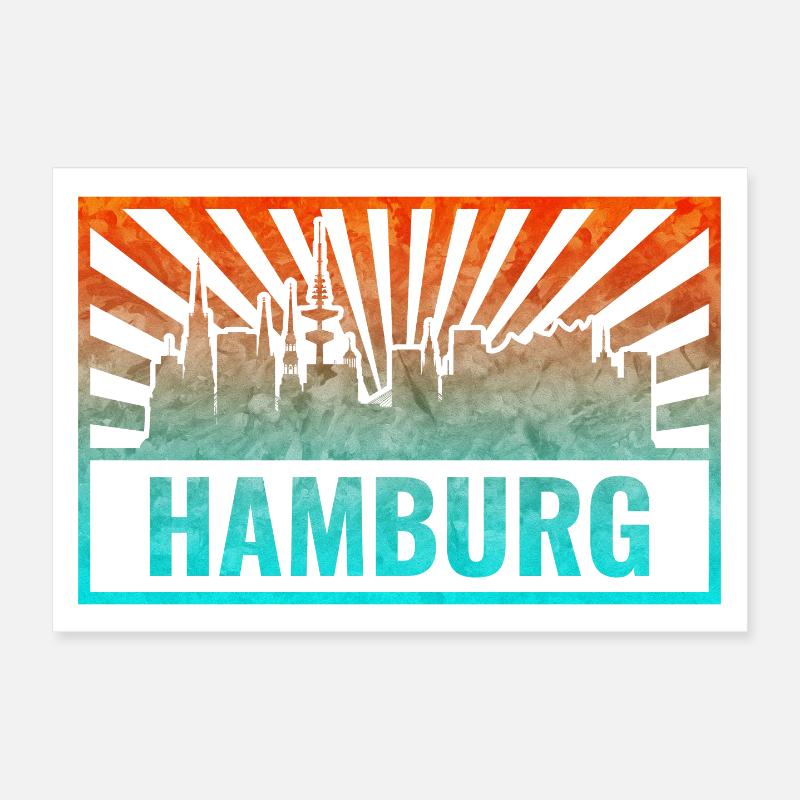 Hamburg Skyline Gradient Poster 30x20 cm