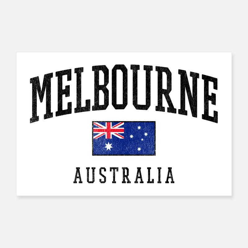Melbourne Australia Flag Design Poster 12" x 8" (30x20 cm)