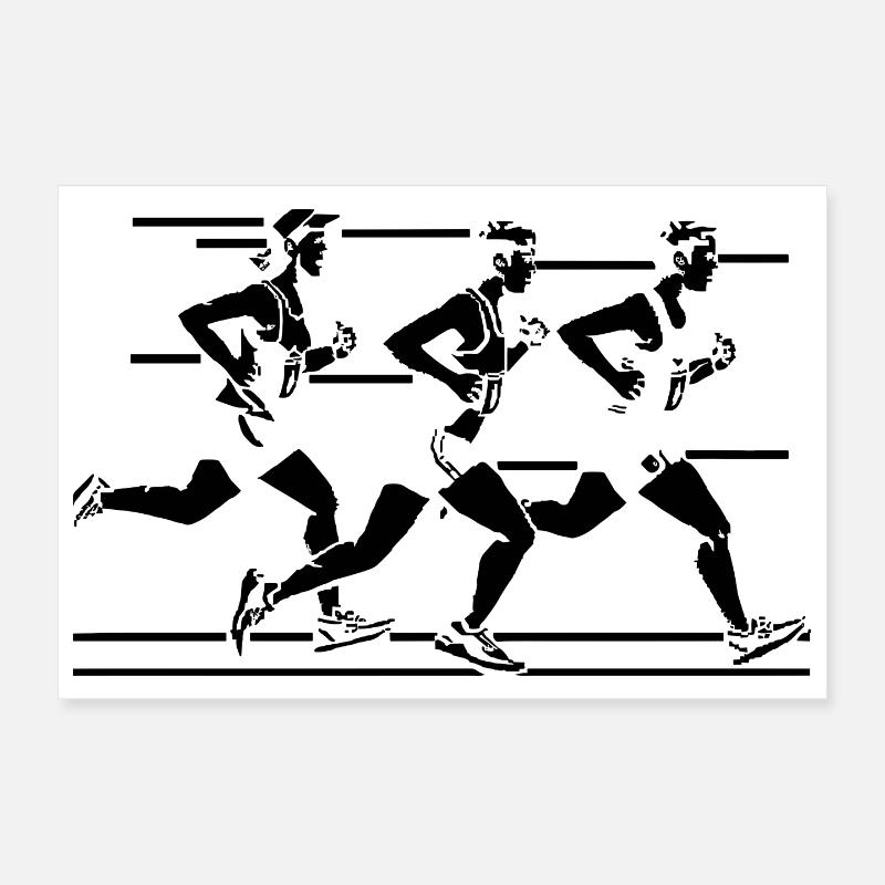 Marathon Runner Drawing Poster 12" x 8" (30x20 cm)