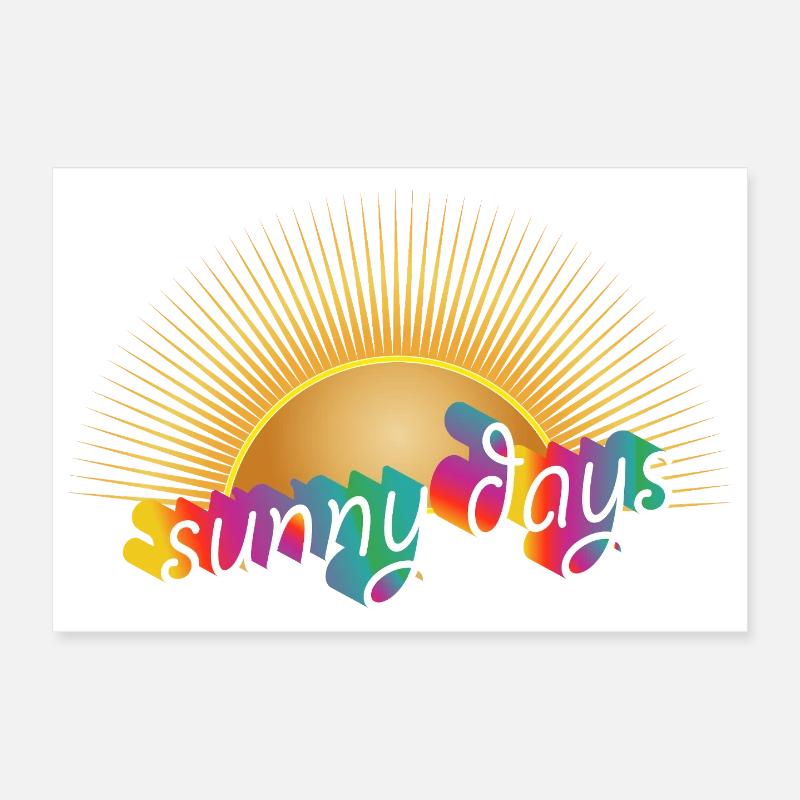 Sun with rainbow lettering – summery design Poster 12" x 8" (30x20 cm)