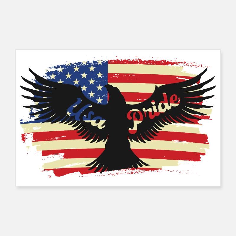 American Pride Eagle on Flag Poster 12" x 8" (30x20 cm)