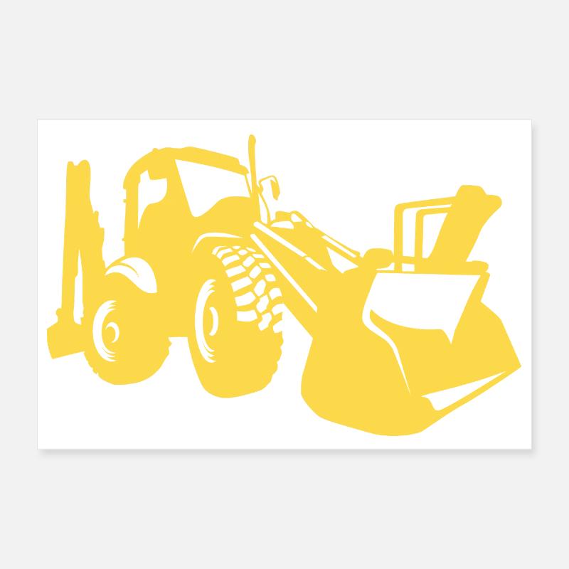Excavator Wheel Loader Construction Equipment Operator Silhouette Poster 12" x 8" (30x20 cm)
