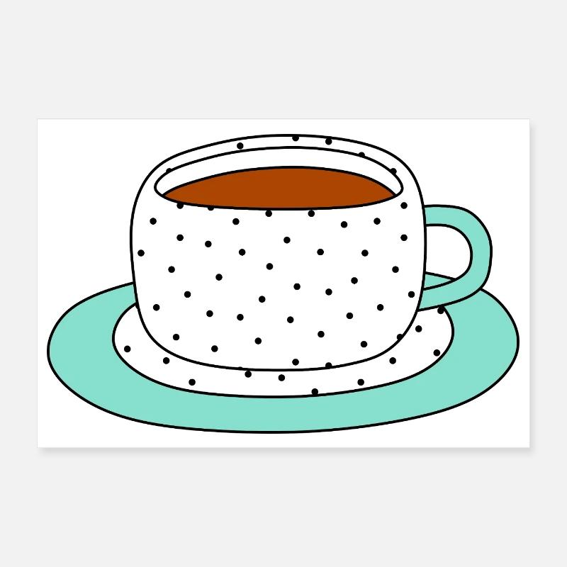 Conception de tasse et de soucoupe à pois Poster 30 x 20 cm