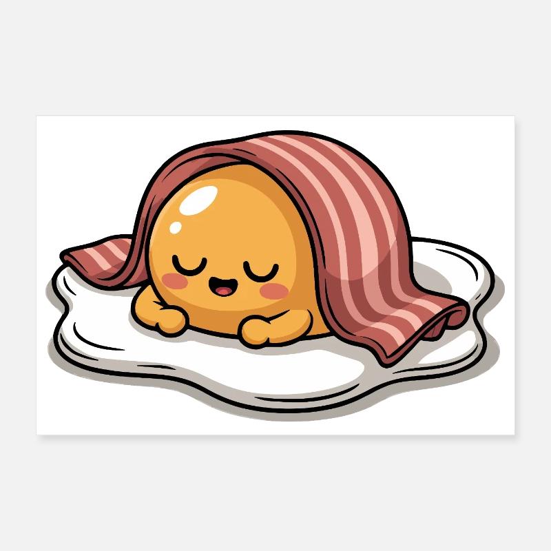 Sleeping Egg With Bacon Cartoon Poster 30x20 cm