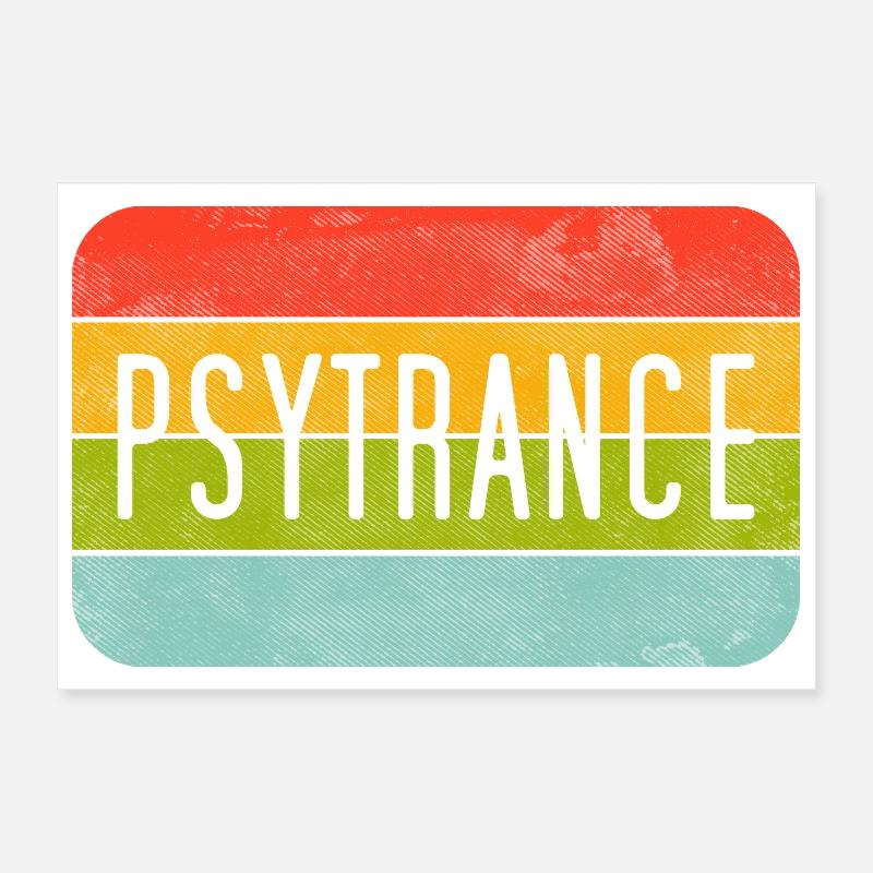 Psytrance Rayures Arc-en-ciel Poster 30 x 20 cm