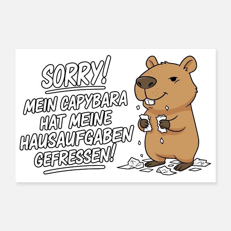 Pardon! Capybara a mangé mes devoirs Poster 30 x 20 cm