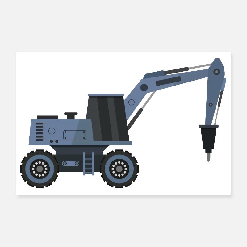 Bagger mit Hammer Poster 30x20 cm