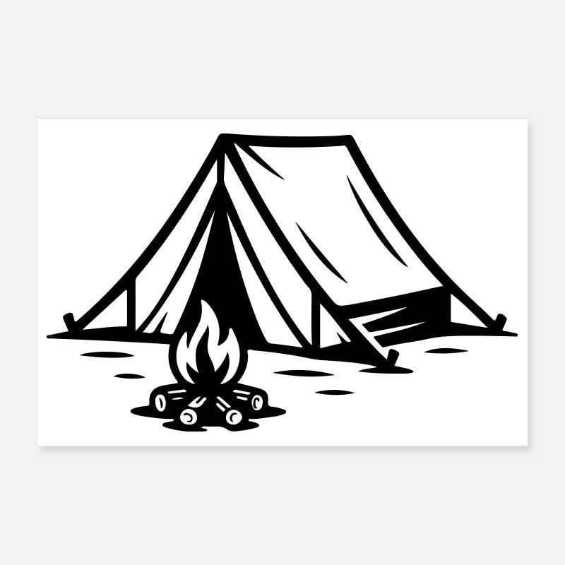 Tent Campfire Poster 12" x 8" (30x20 cm)