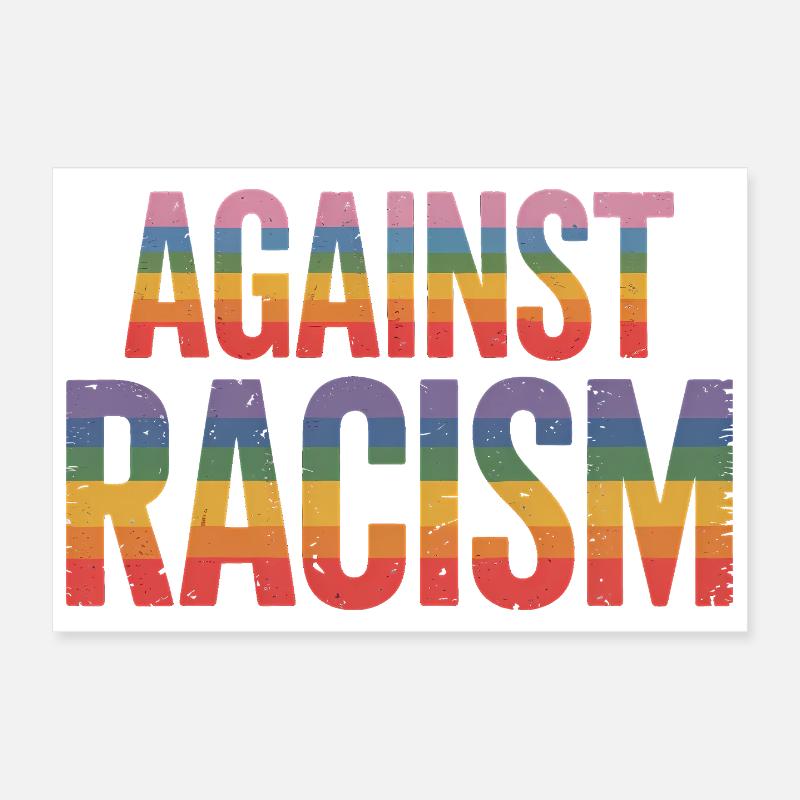 Against Racism - Antifa Rainbow Tee Poster 12" x 8" (30x20 cm)