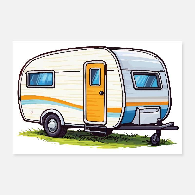 Illustration de voyage en caravane rétro Poster 30 x 20 cm