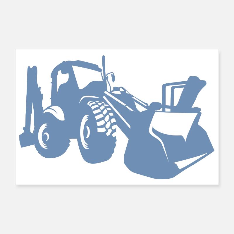 Excavator Wheel Loader Construction Equipment Operator Silhouette Poster 12" x 8" (30x20 cm)