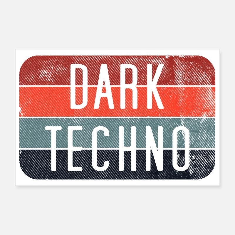 Dark Techno Retro Logo Tee Poster 12" x 8" (30x20 cm)