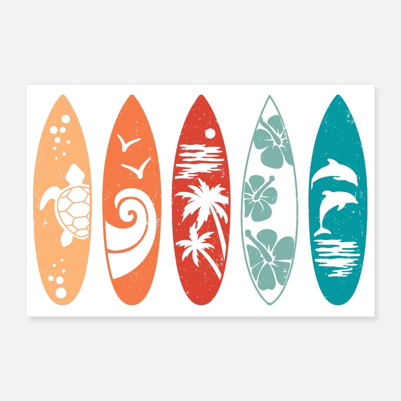 Retro Surfboard  Poster 12" x 8" (30x20 cm)