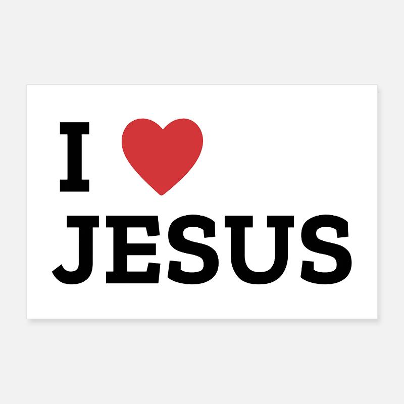 I Heart Jesus Bold Graphic Tee Poster 12" x 8" (30x20 cm)