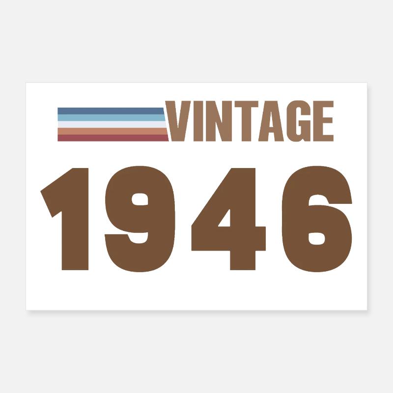 T-Shirt 80 Ans 1946 Script Manuscrit Poster 30 x 20 cm